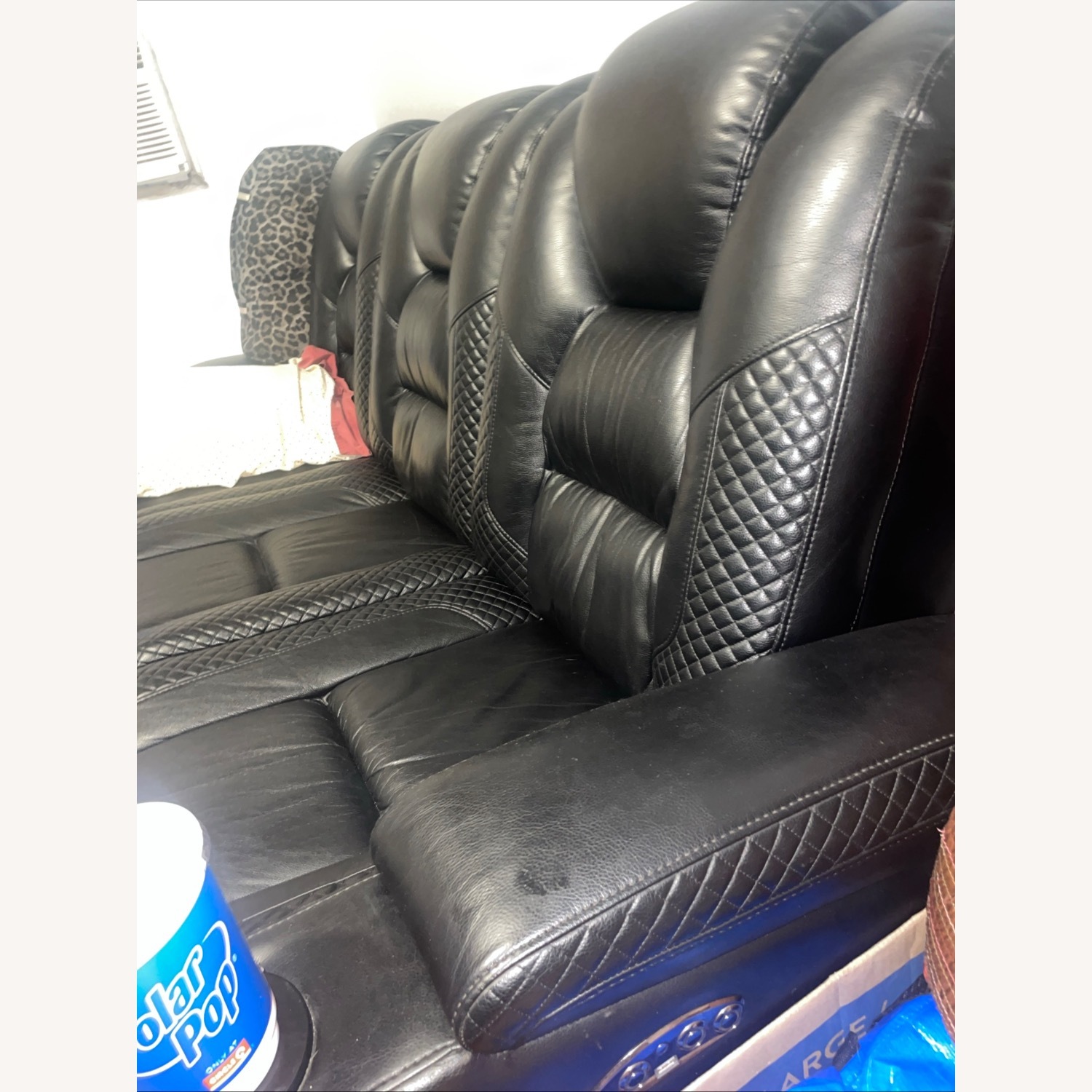 Ashley Furniture Black Leather 3+ Seater Sofa - image-4