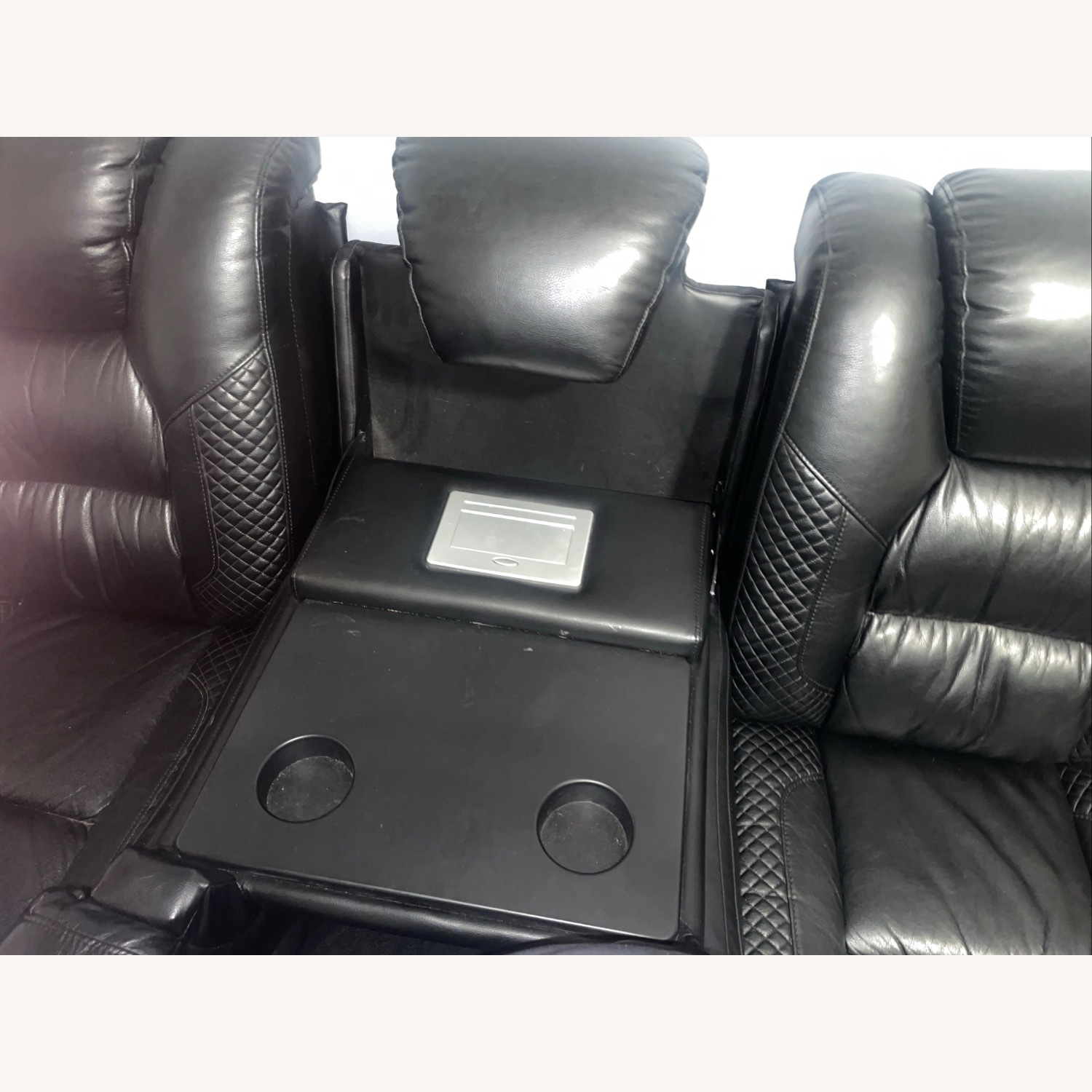 Ashley Furniture Black Leather 3+ Seater Sofa - image-6
