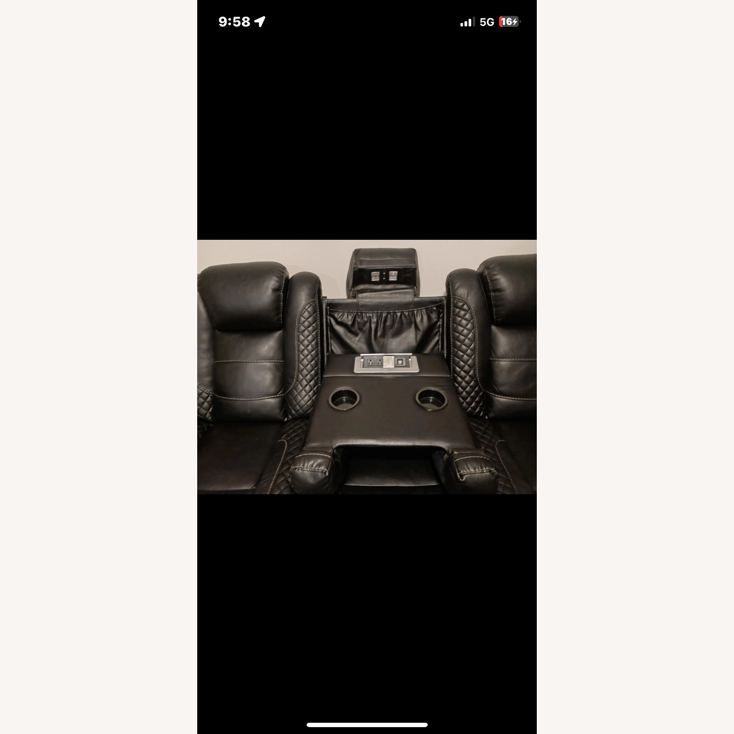 Ashley Furniture Black Leather 3+ Seater Sofa - image-1