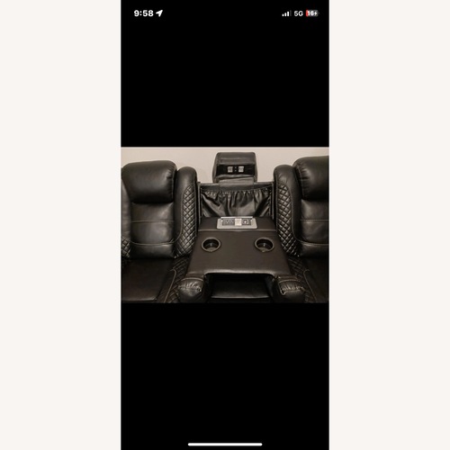 Used Ashley Furniture Black Leather 3+ Seater Sofa for sale on AptDeco