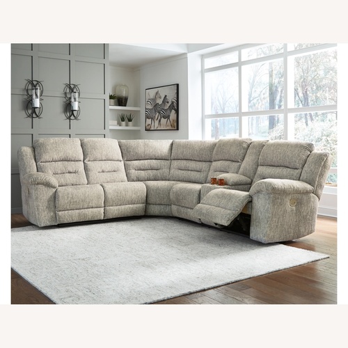Used Ashley Furniture Gray 3 Piece Sectional 4 Power Recliners  for sale on AptDeco