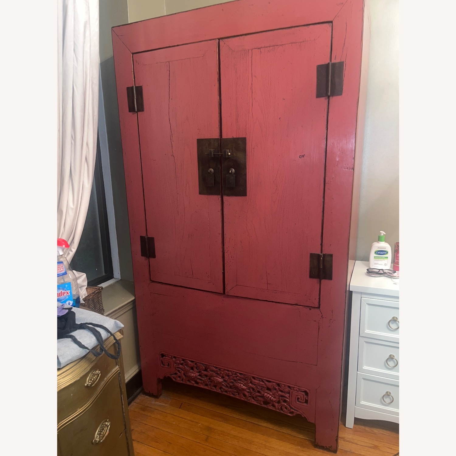 ABC Carpet and Home Pink Antique Wood Armoire - image-0