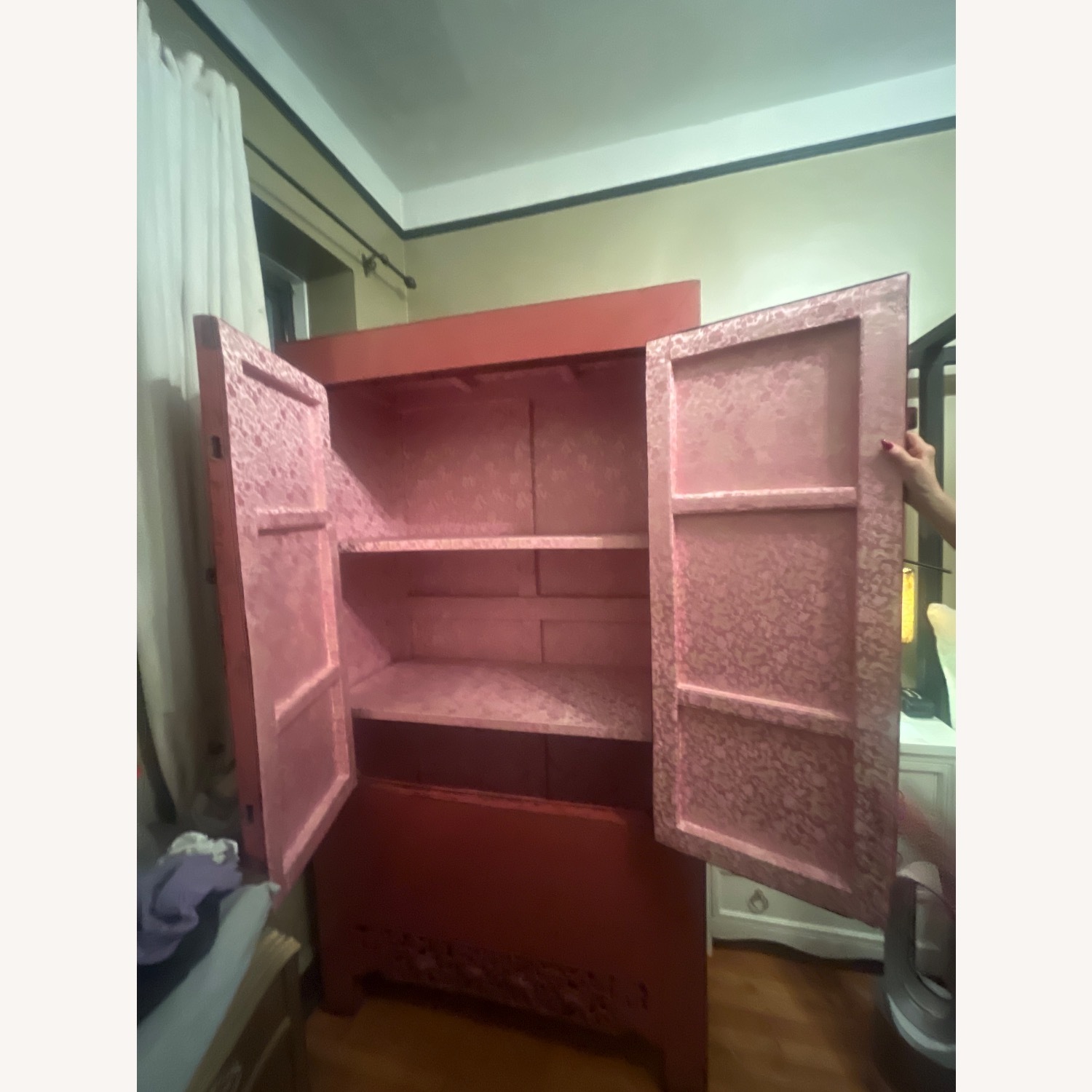 ABC Carpet and Home Pink Antique Wood Armoire - image-4
