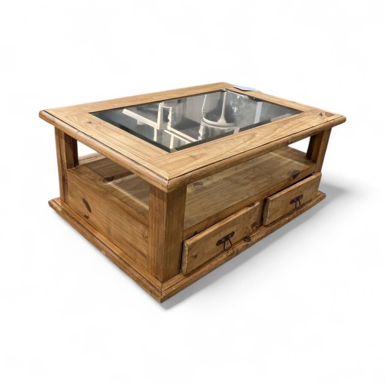 2-Drawer Glass Insert Top on Casters Coffee Table - image-15