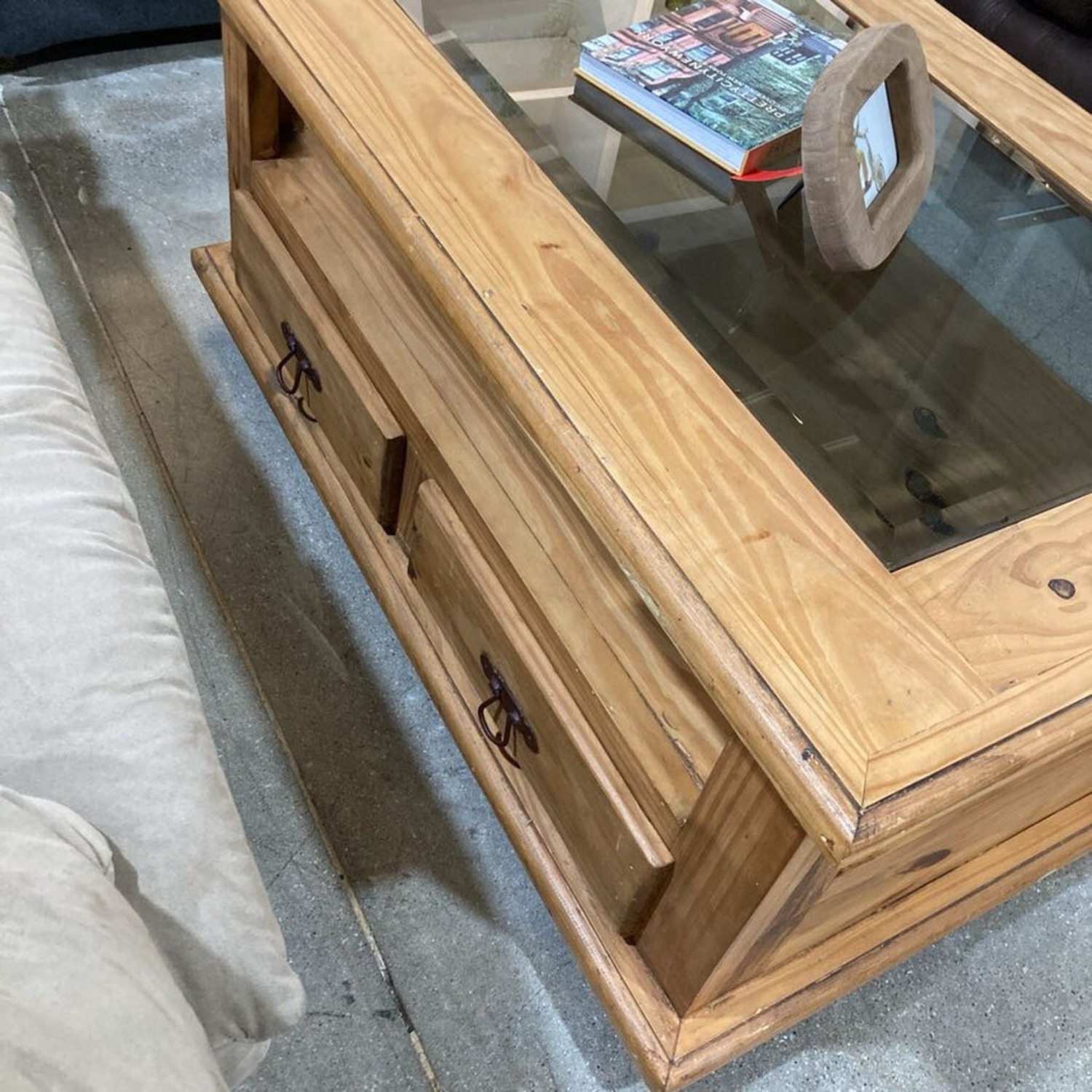 2-Drawer Glass Insert Top on Casters Coffee Table - image-11