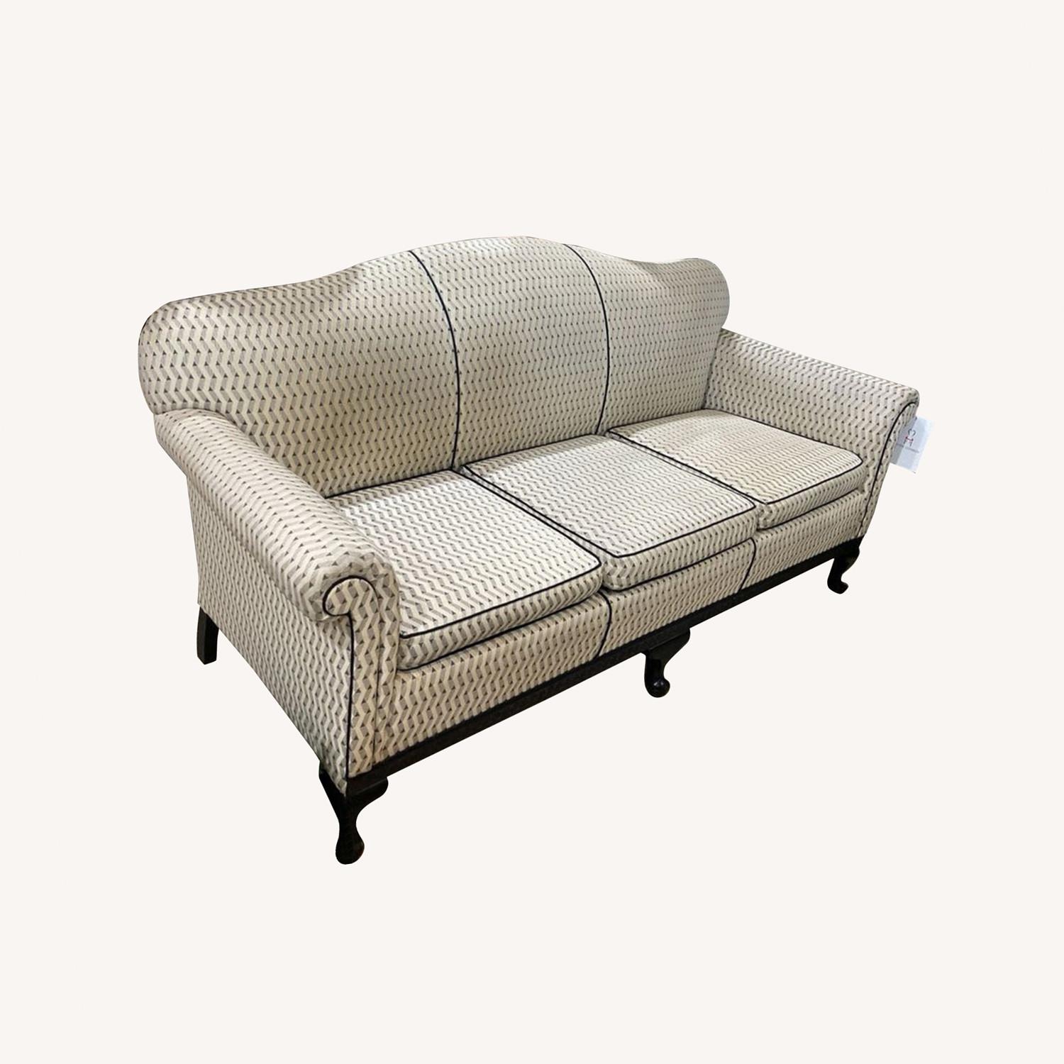 Custom Upholstered Chippendale Camelback Sofa - image-0