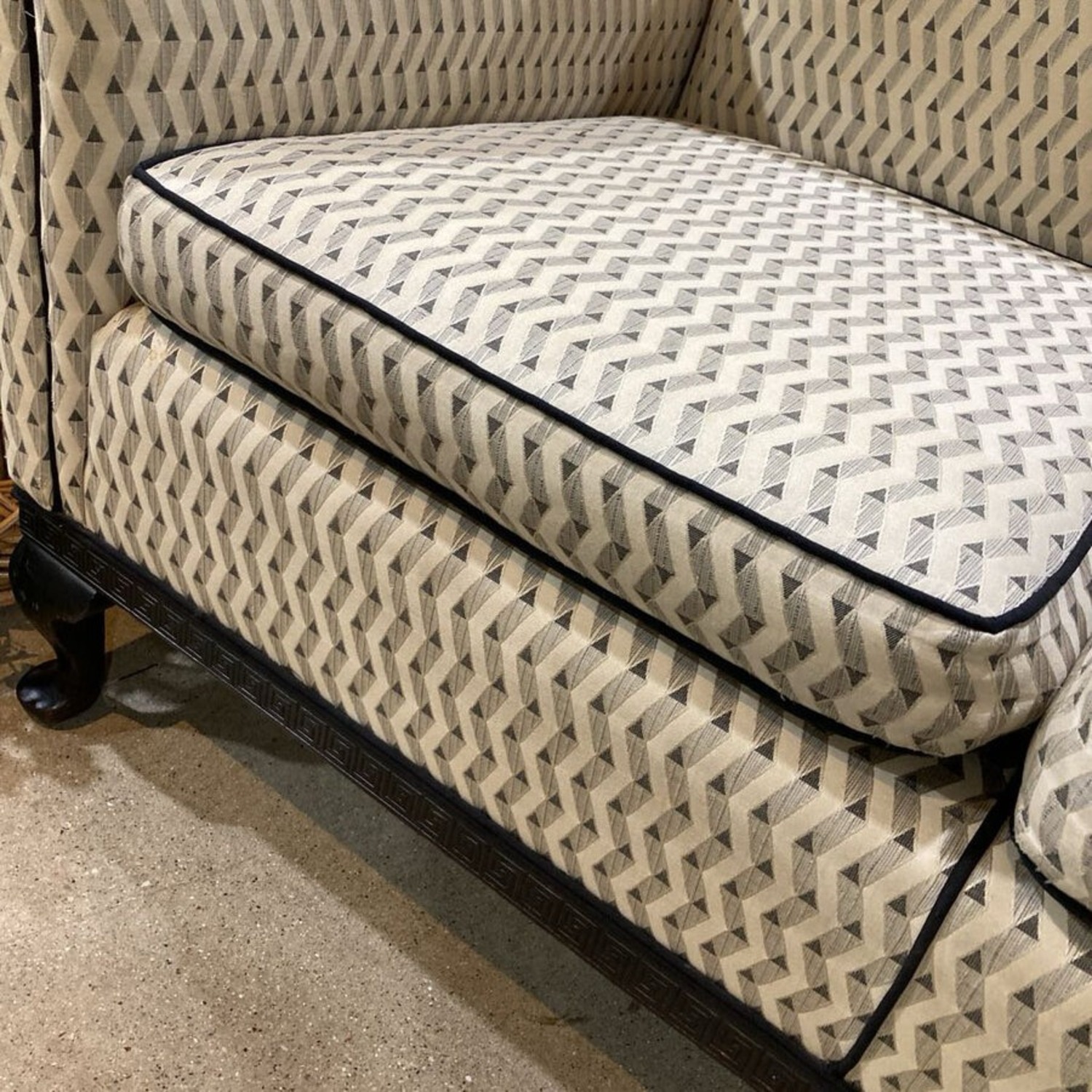 Custom Upholstered Chippendale Camelback Sofa - image-8