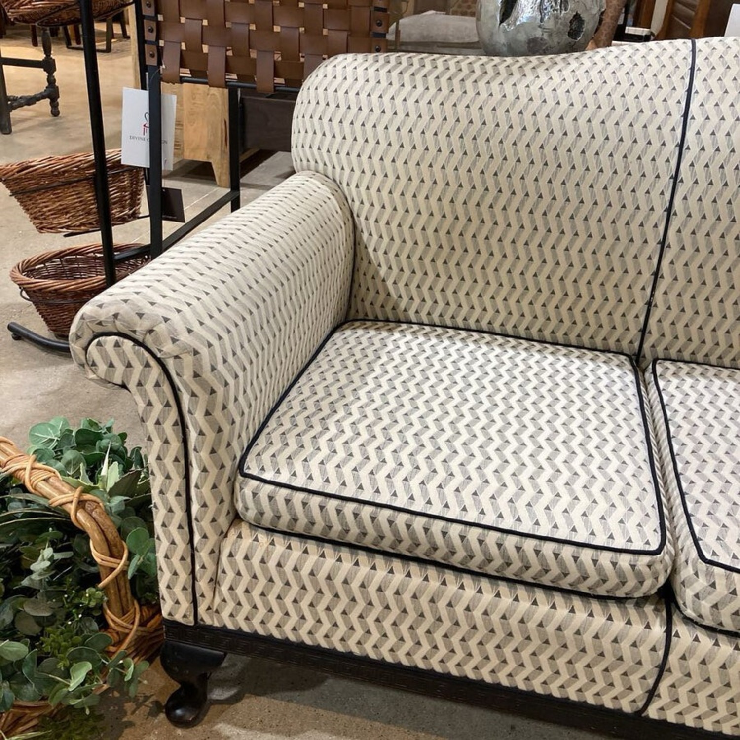 Custom Upholstered Chippendale Camelback Sofa - image-5