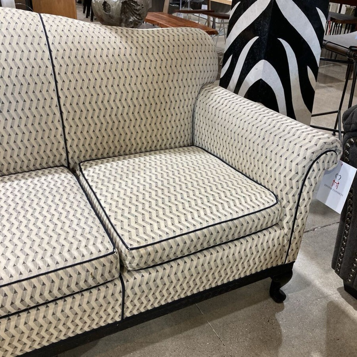 Custom Upholstered Chippendale Camelback Sofa - image-4