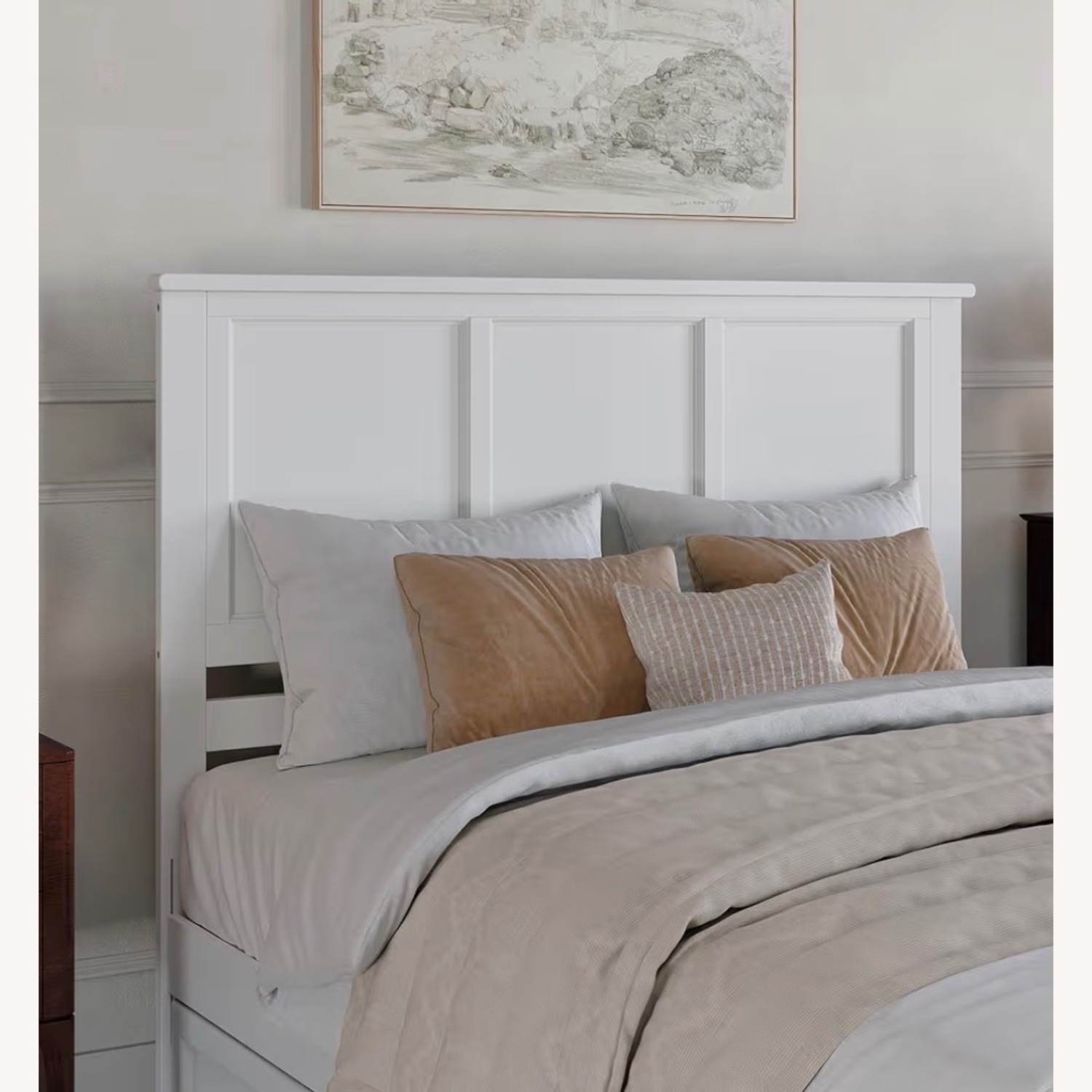 White Wood Headboard for Queen Bed - image-1