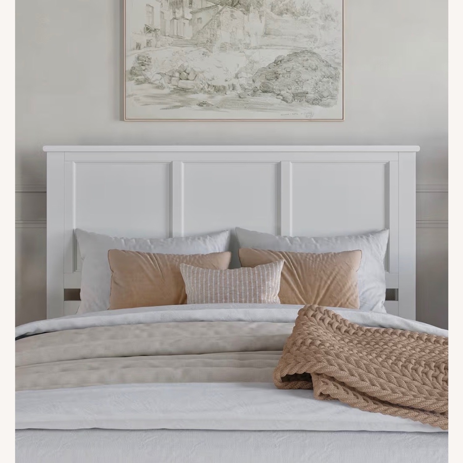 White Wood Headboard for Queen Bed - image-2