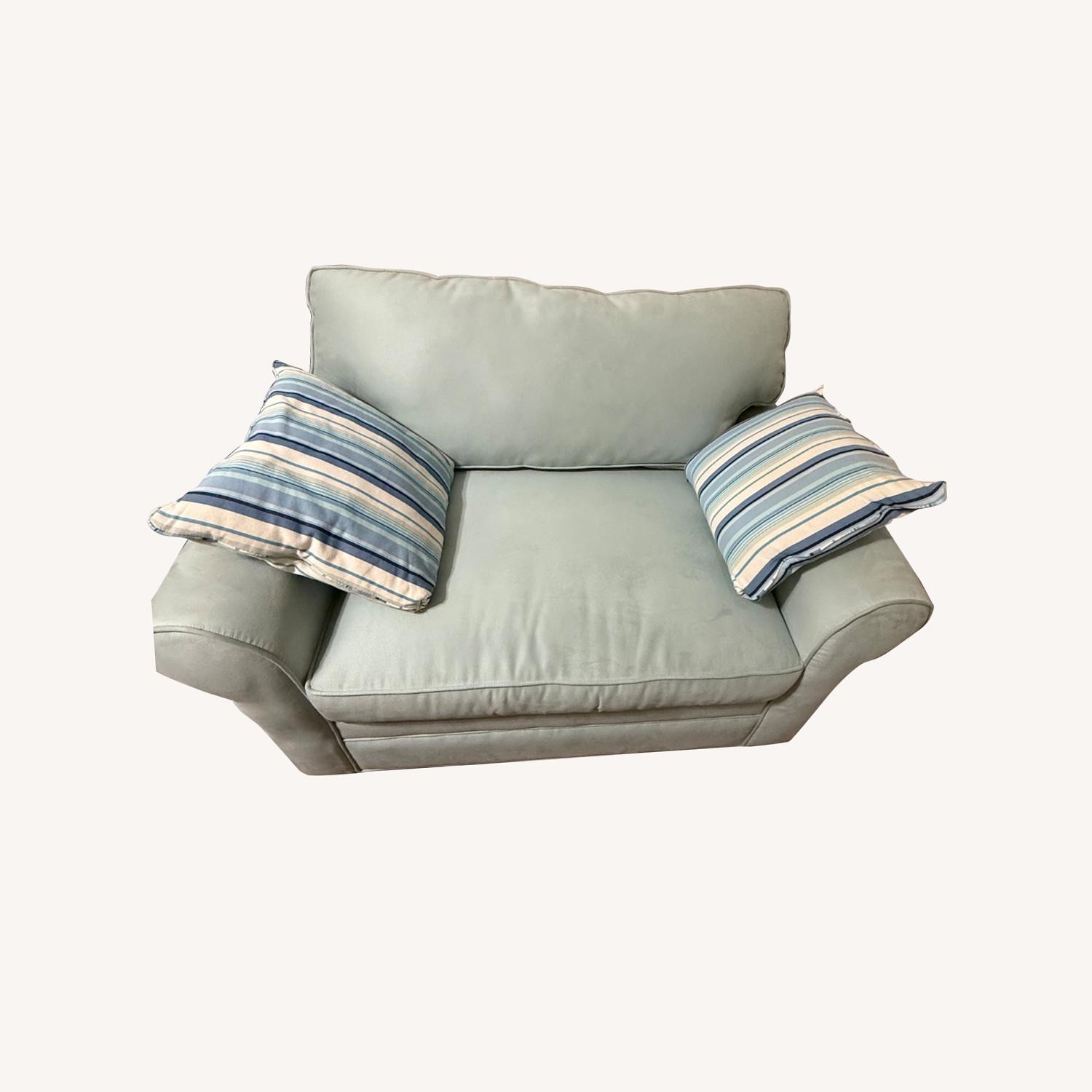 Blue Microsuede Chair and a Half - image-0