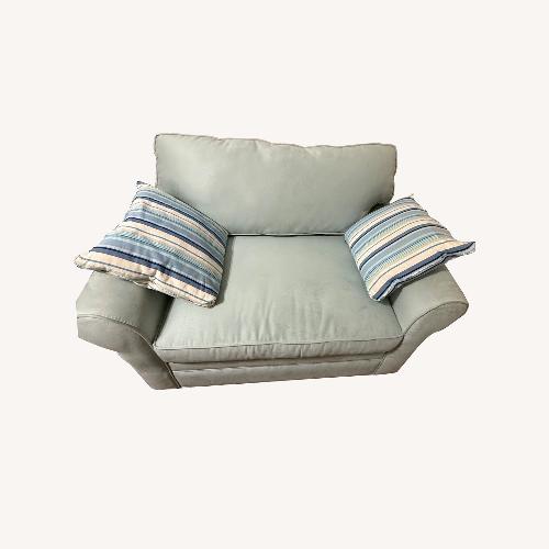 Used Blue Microsuede Chair and a Half for sale on AptDeco