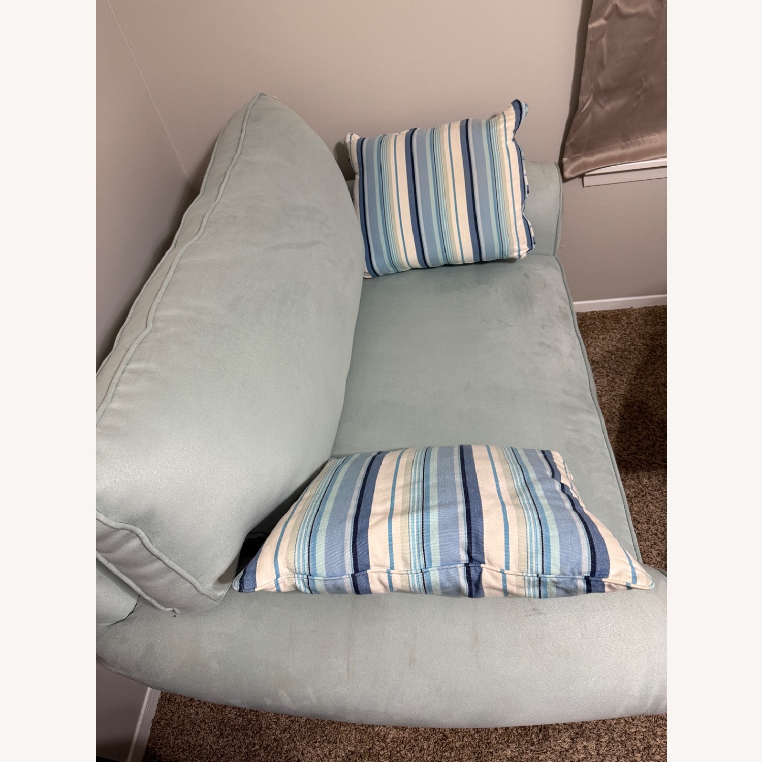 Blue Microsuede Chair and a Half - image-2