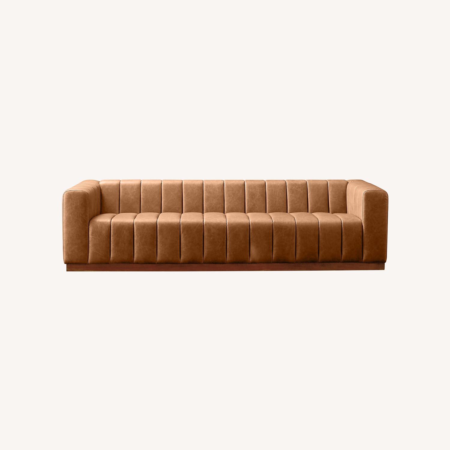 CB2 Forte 101 in Channeled Saddle Leather Sofa - image-0