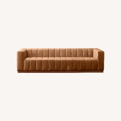 Used CB2 Forte 101 in Channeled Saddle Leather Sofa for sale on AptDeco