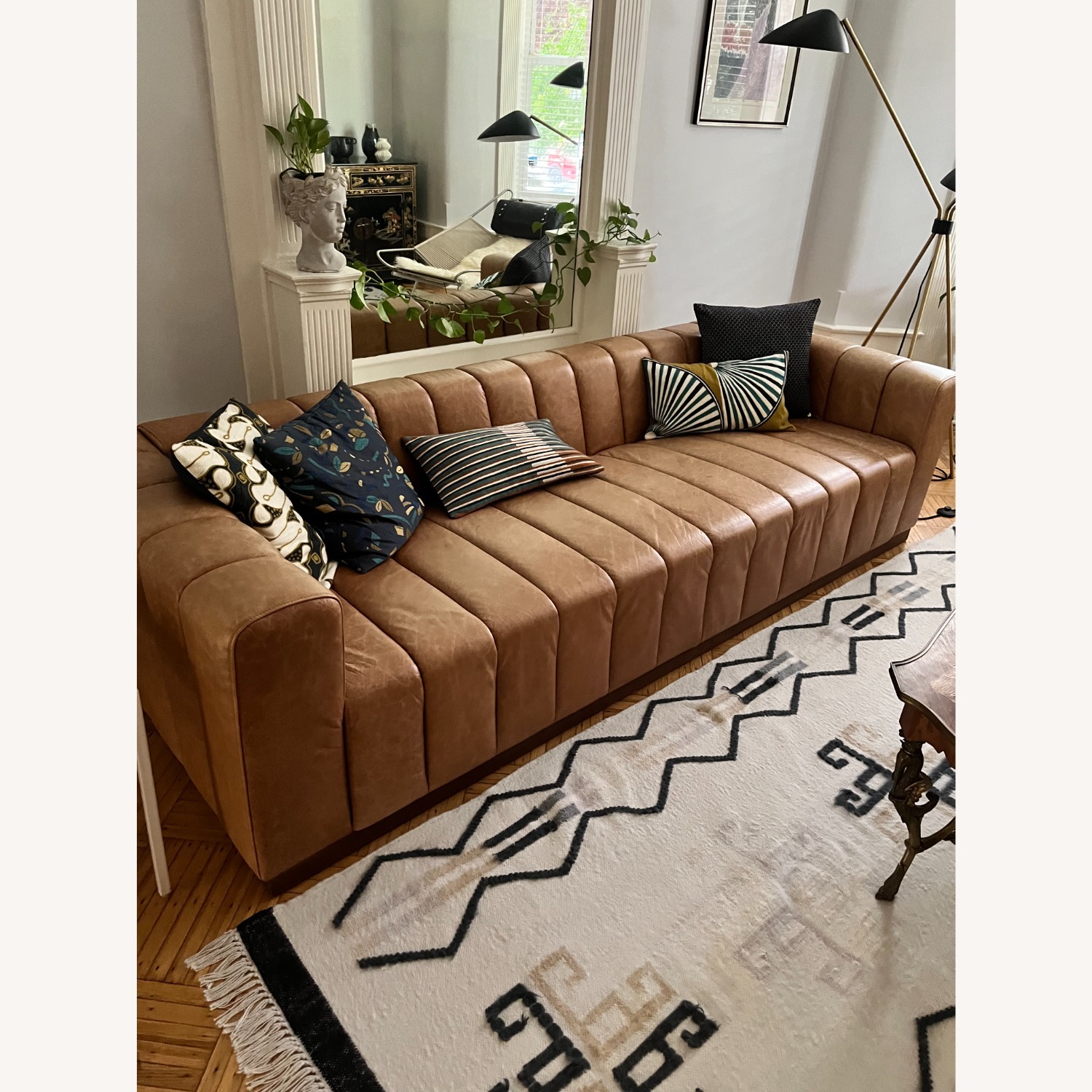 CB2 Forte 101 in Channeled Saddle Leather Sofa - image-1