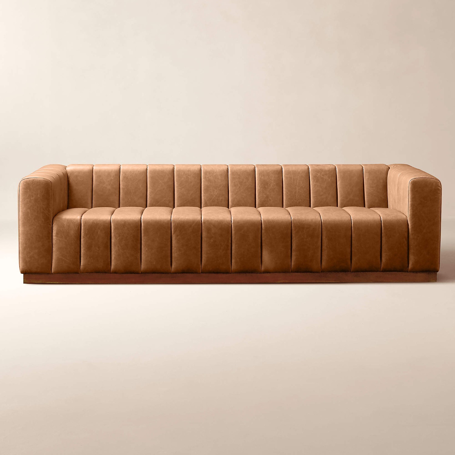 CB2 Forte 101 in Channeled Saddle Leather Sofa - image-2