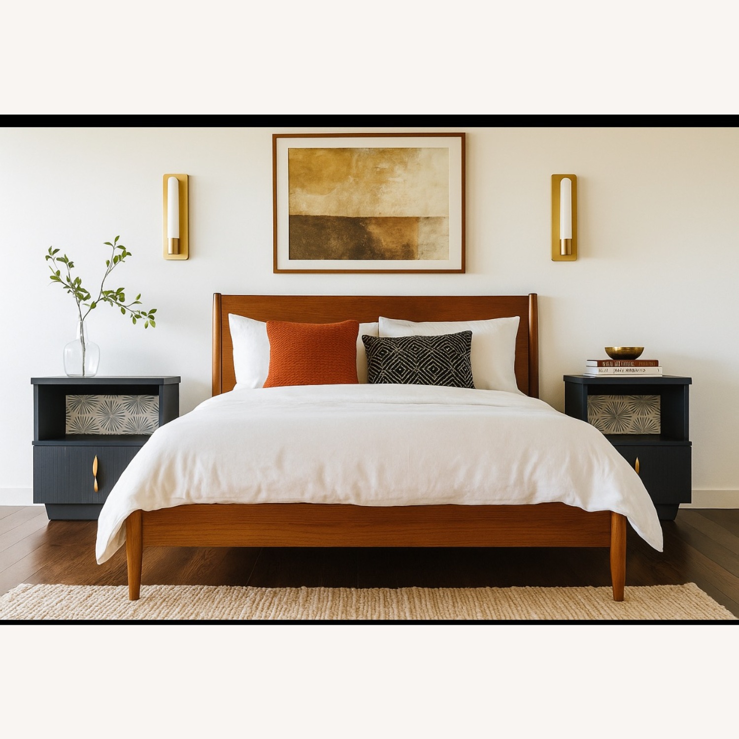 Pair of Mid Century Single Drawer Nightstands - image-0