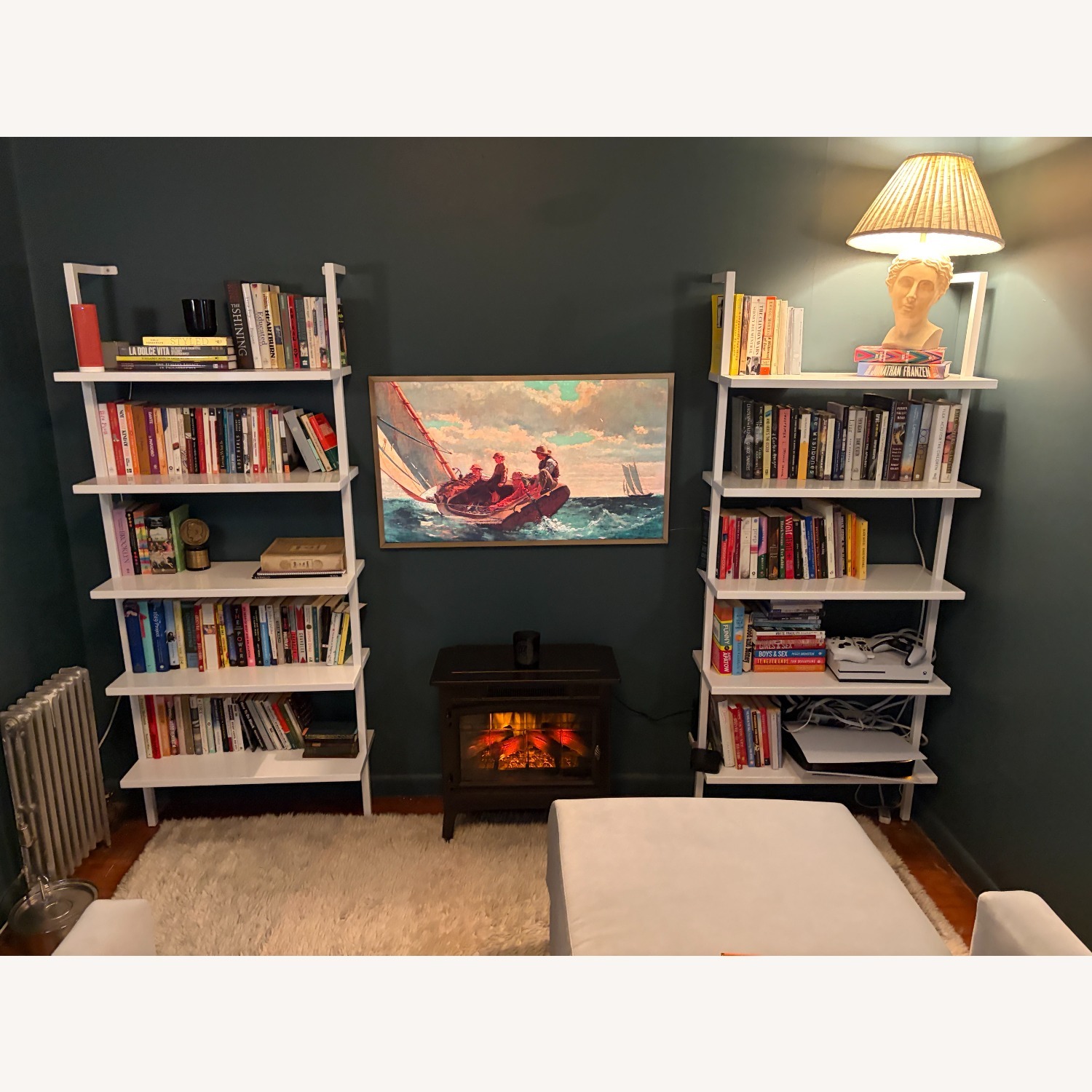 CB2 Stairway 72.5" White Metal Wall Mount Bookcase - image-1