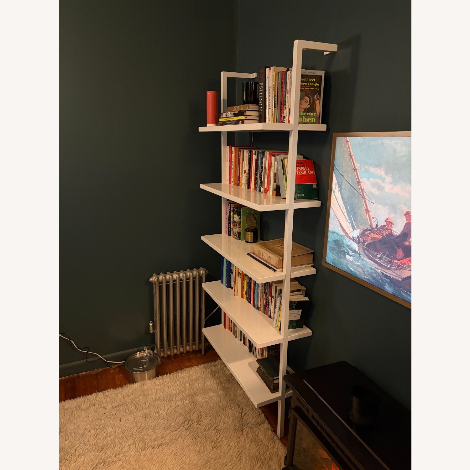 CB2 Stairway 72.5" White Metal Wall Mount Bookcase - image-5