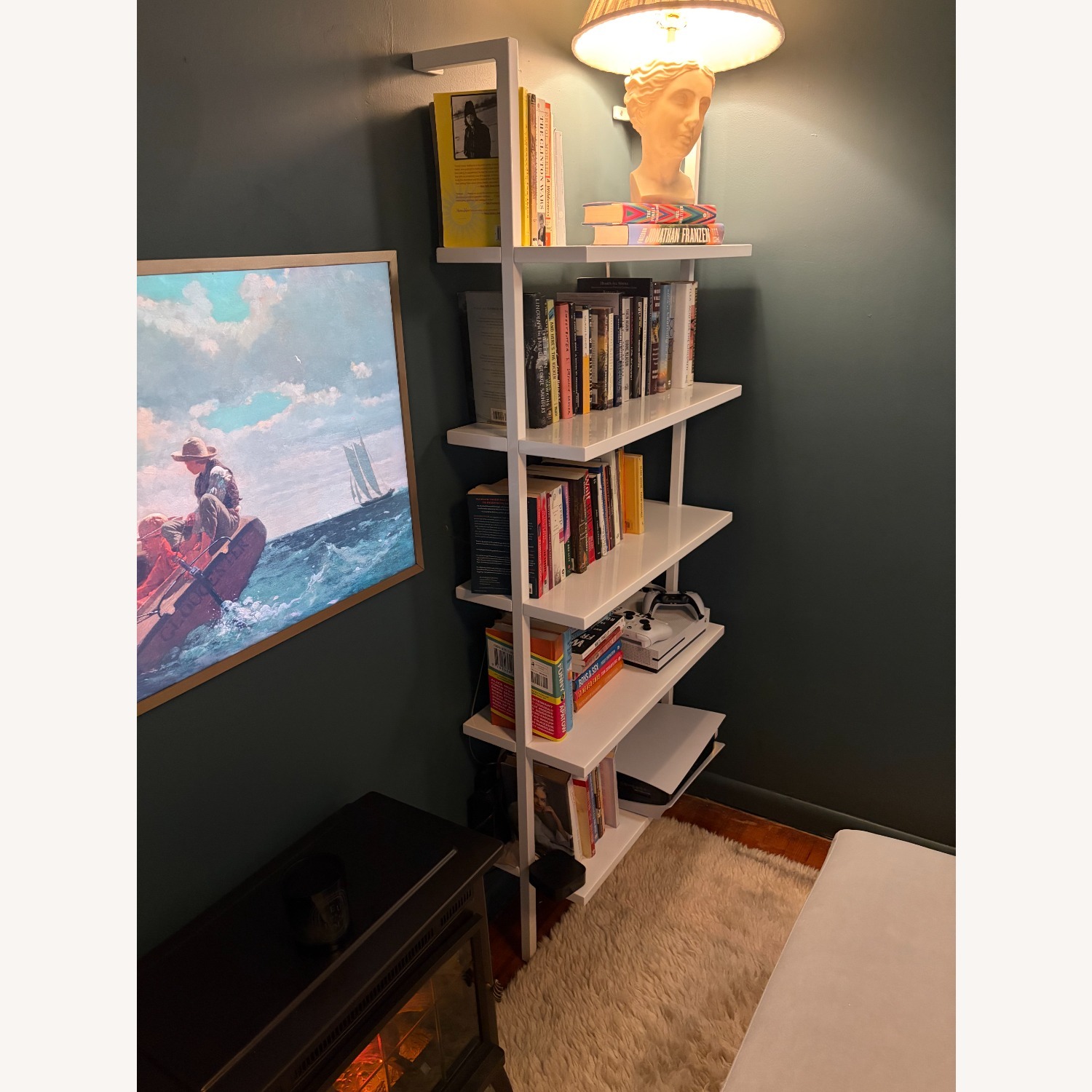 CB2 Stairway 72.5" White Metal Wall Mount Bookcase - image-4