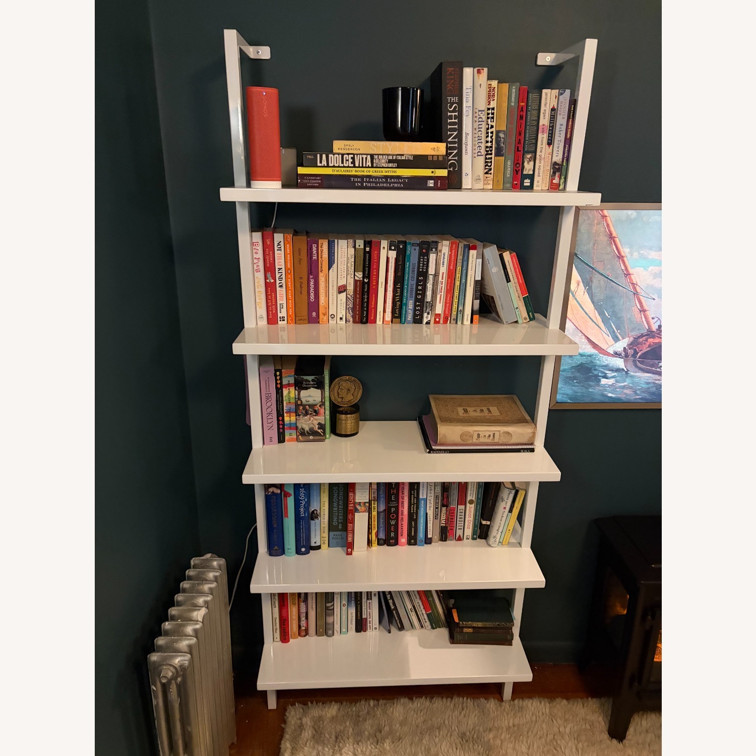CB2 Stairway 72.5" White Metal Wall Mount Bookcase - image-2