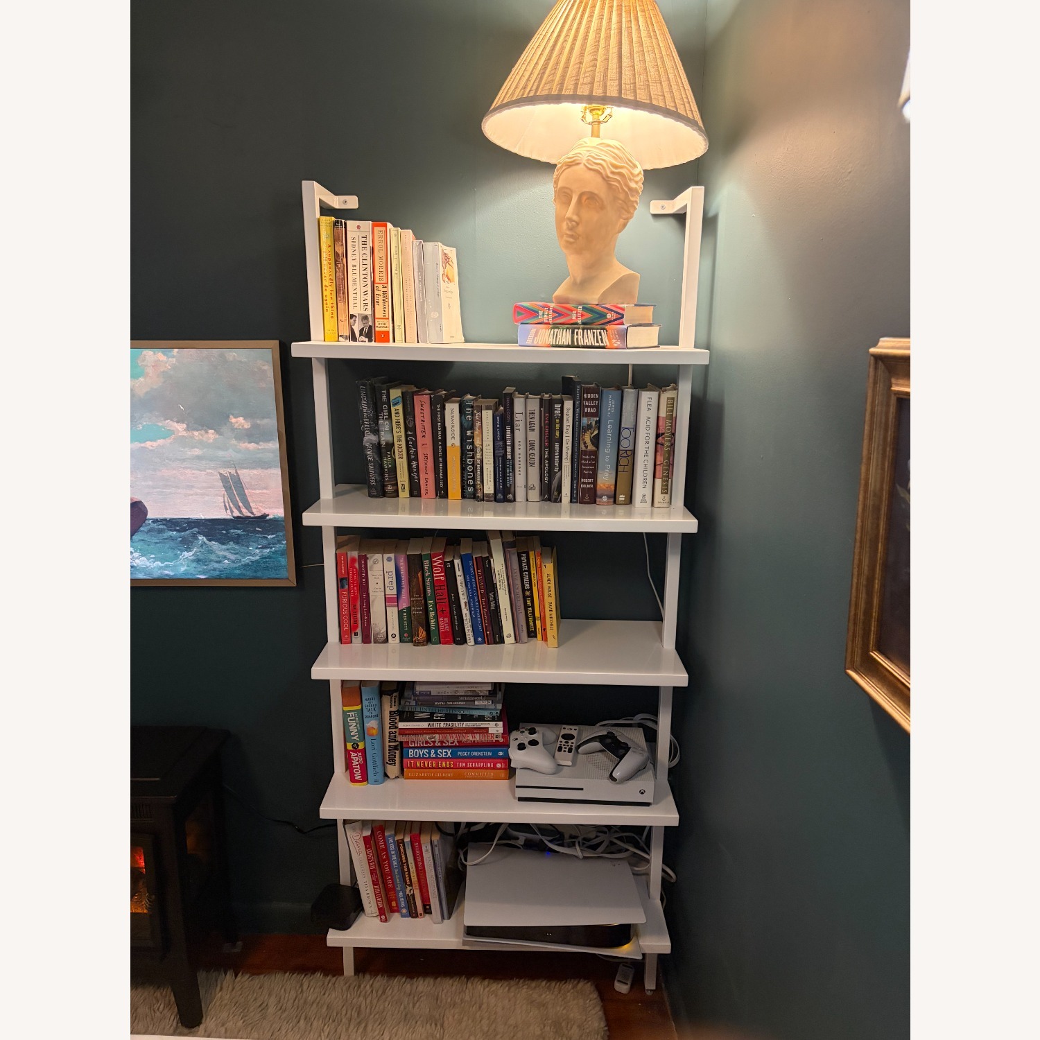 CB2 Stairway 72.5" White Metal Wall Mount Bookcase - image-3