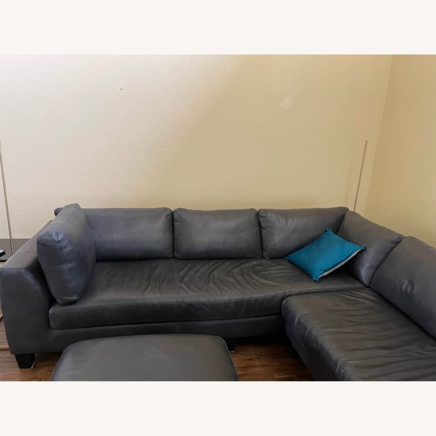 Dark Gray Leather 2 Piece Sectional - image-2