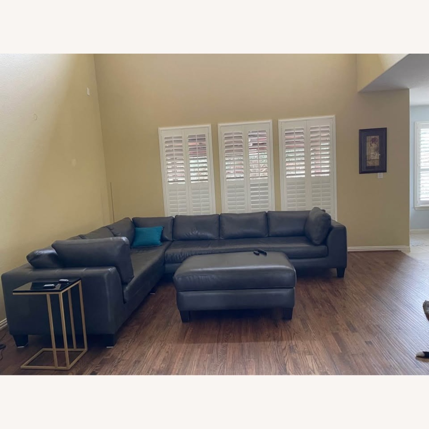 Dark Gray Leather 2 Piece Sectional - image-1