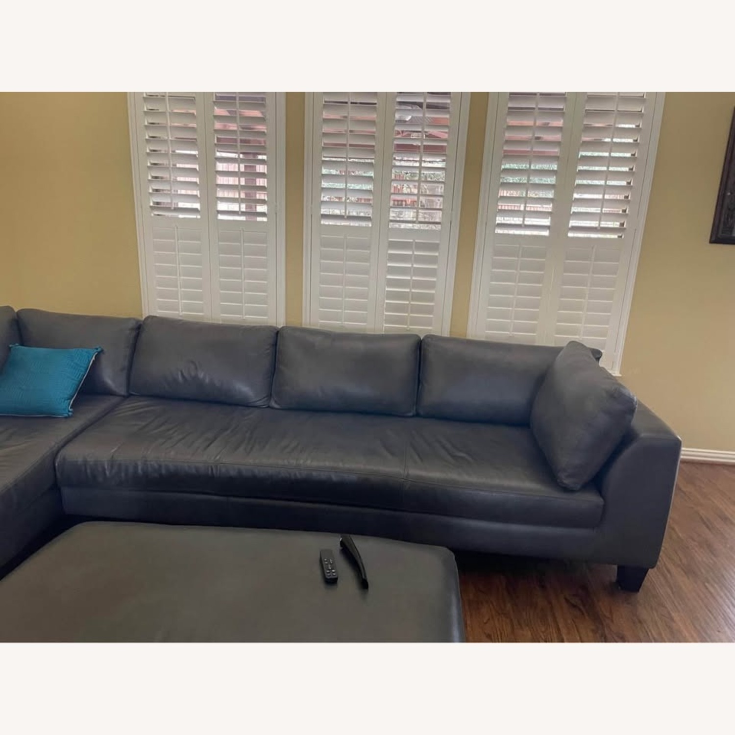 Dark Gray Leather 2 Piece Sectional - image-3
