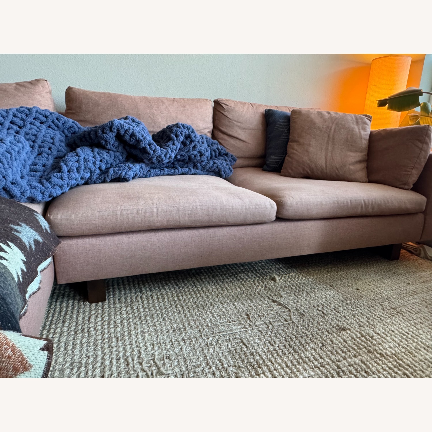 West Elm Harmony Burnt Umber Linen Chaise Lounge - image-5