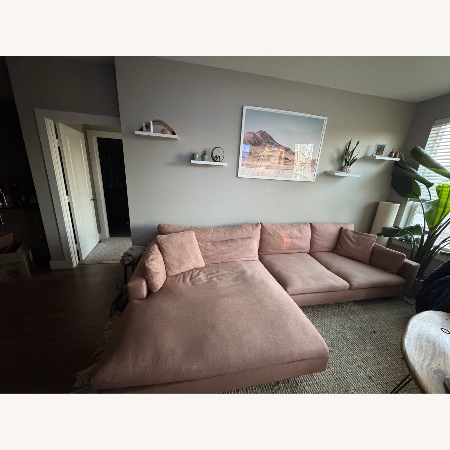 West Elm Harmony Burnt Umber Linen Chaise Lounge - image-4