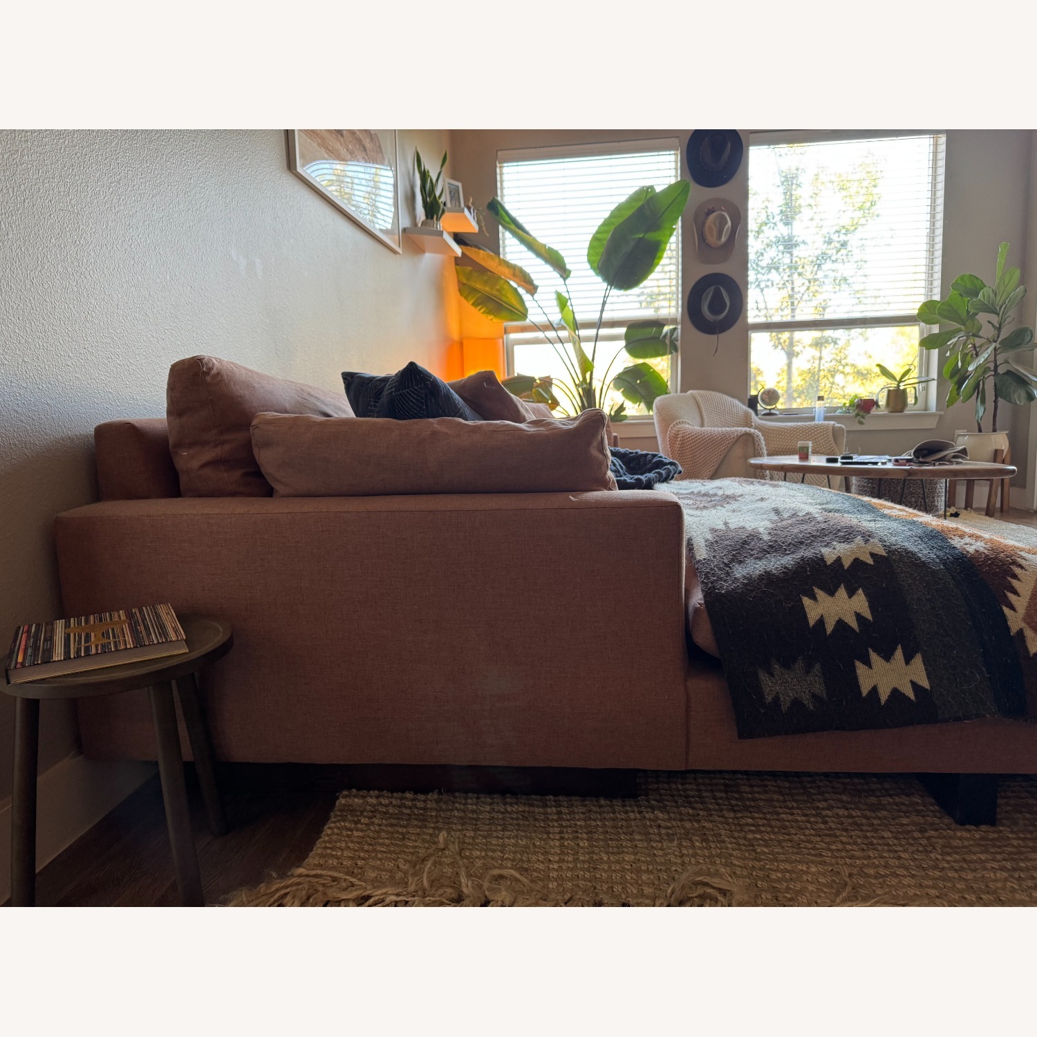 West Elm Harmony Burnt Umber Linen Chaise Lounge - image-6