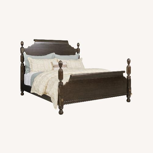 Used Martha Stewart Dark Brown Wood Queen Bed for sale on AptDeco