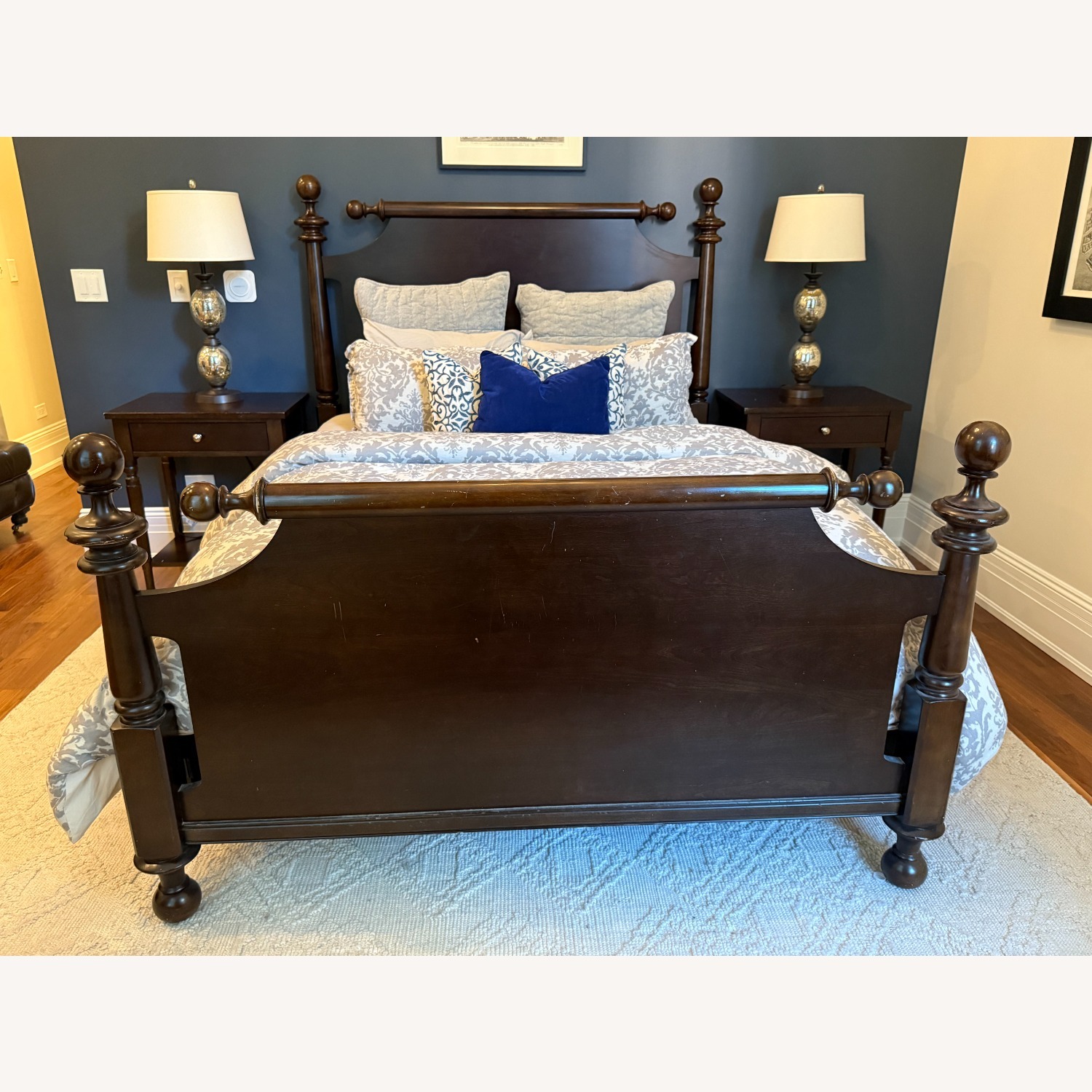 Martha Stewart Dark Brown Wood Queen Bed - image-1