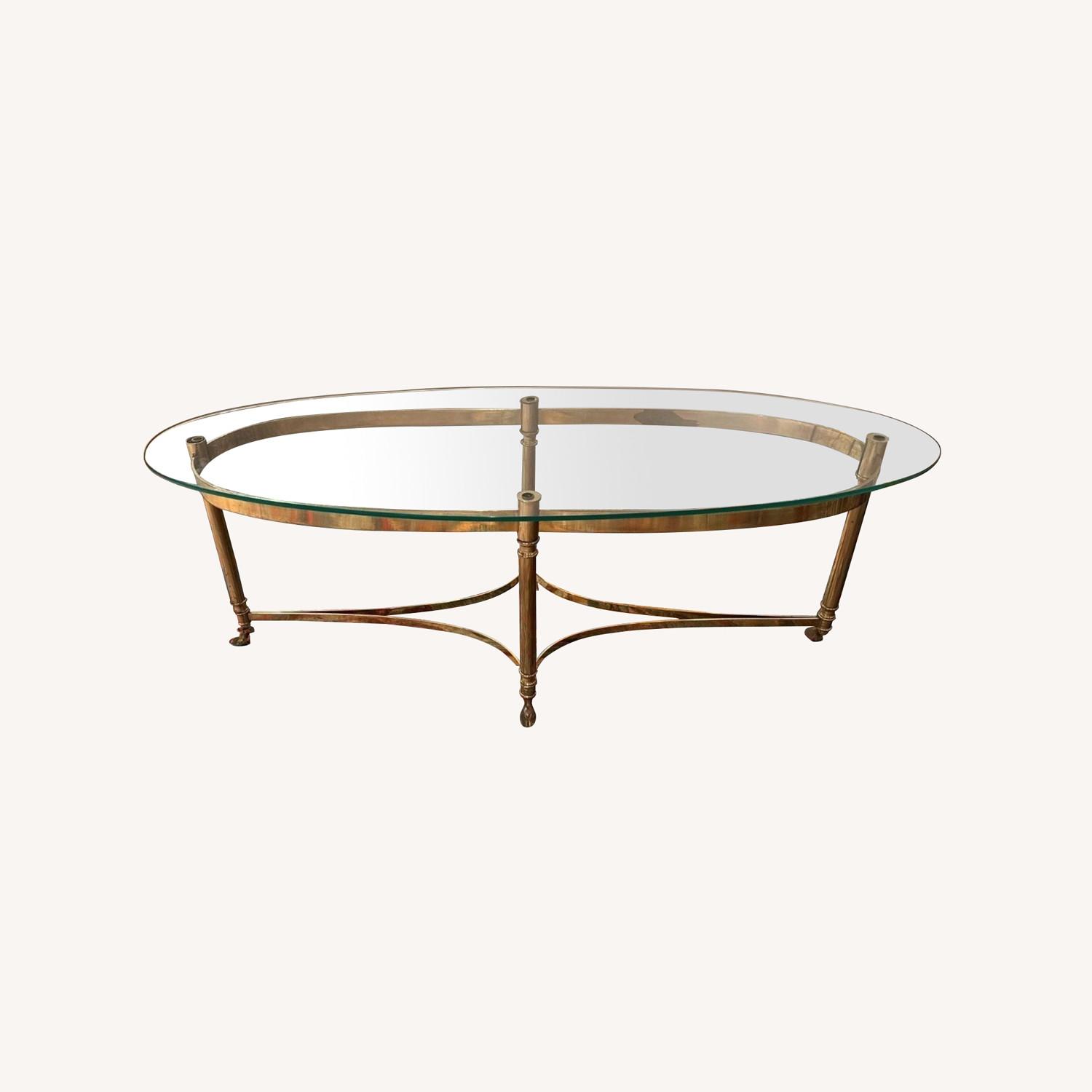 Labarge Style Vintage Ram's Hoof Oval Coffee Table - image-0