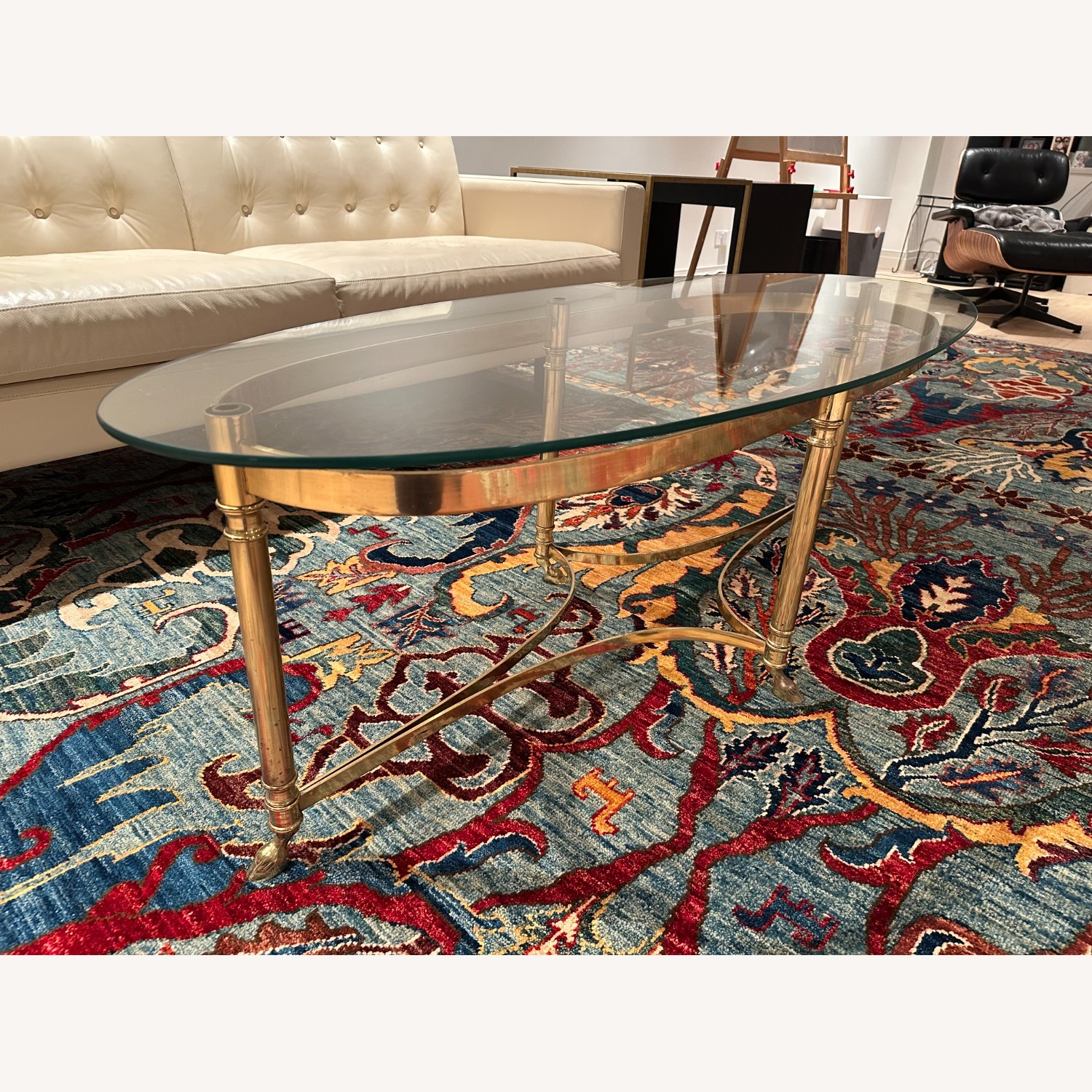 Labarge Style Vintage Ram's Hoof Oval Coffee Table - image-2