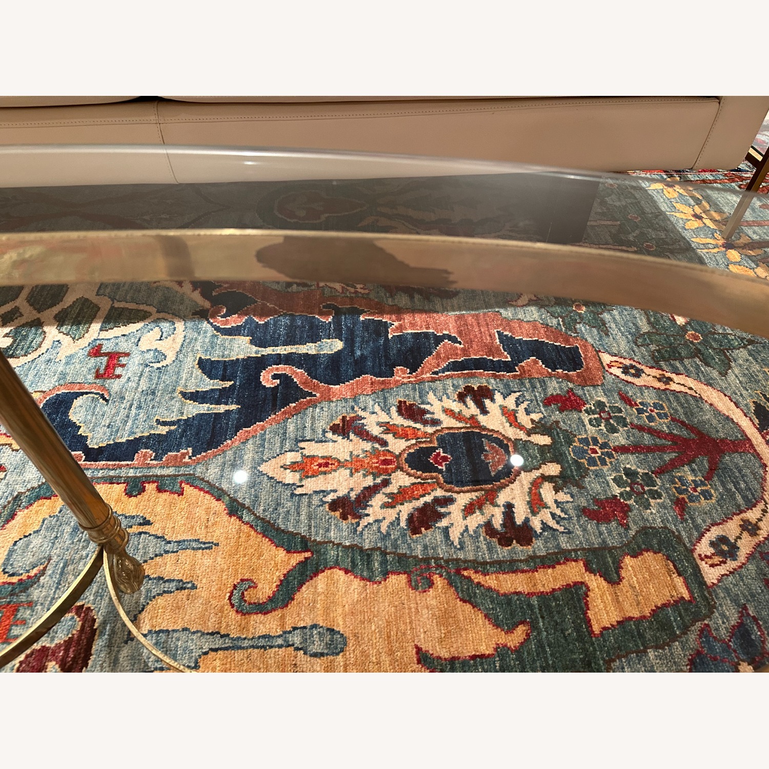 Labarge Style Vintage Ram's Hoof Oval Coffee Table - image-4