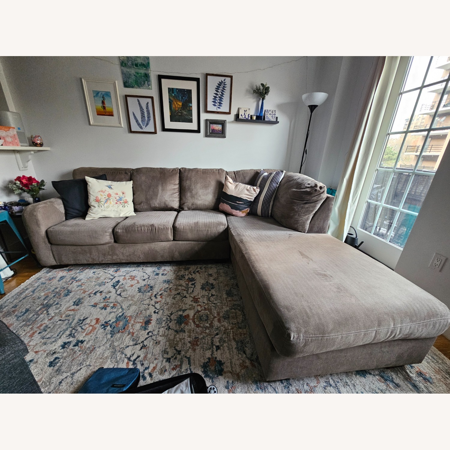 Gray Fabric 2 Piece Sectional - image-0