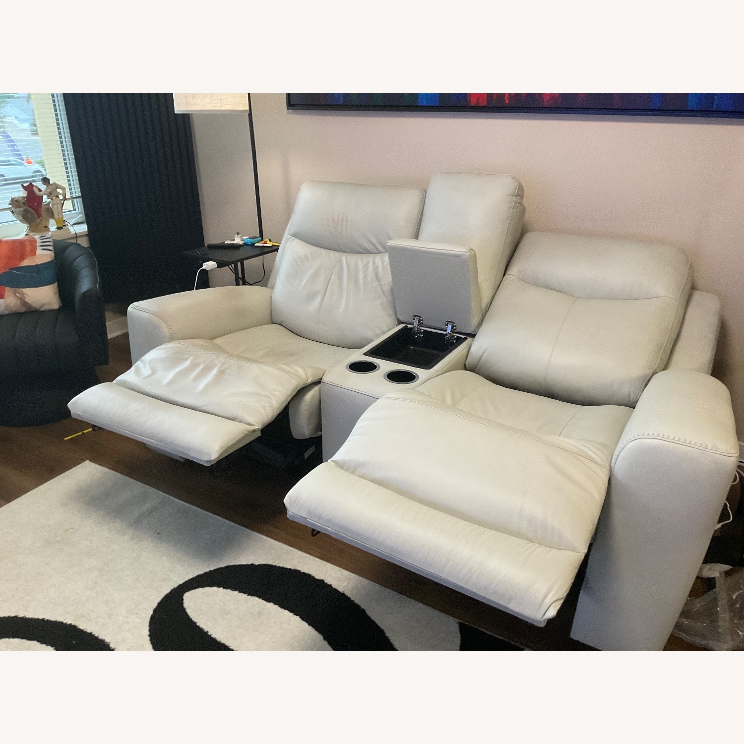 Ashley Mindanao Cream Leather 2 Seater Reclining Sofa - image-1