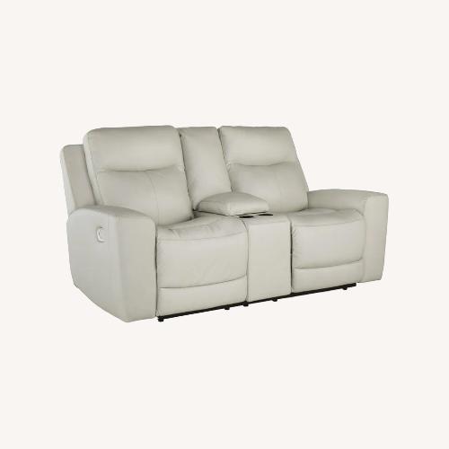 Used Ashley Mindanao Cream Leather 2 Seater Reclining Sofa for sale on AptDeco