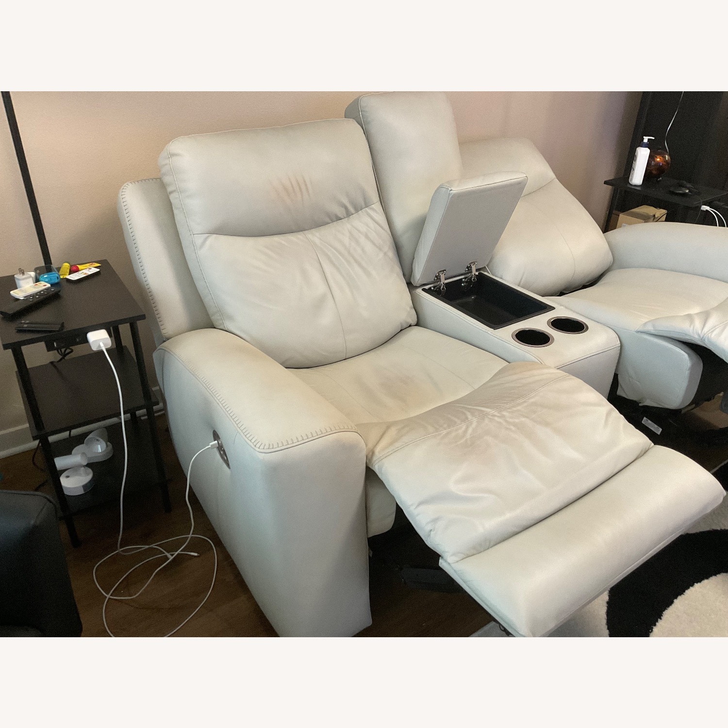 Ashley Mindanao Cream Leather 2 Seater Reclining Sofa - image-2