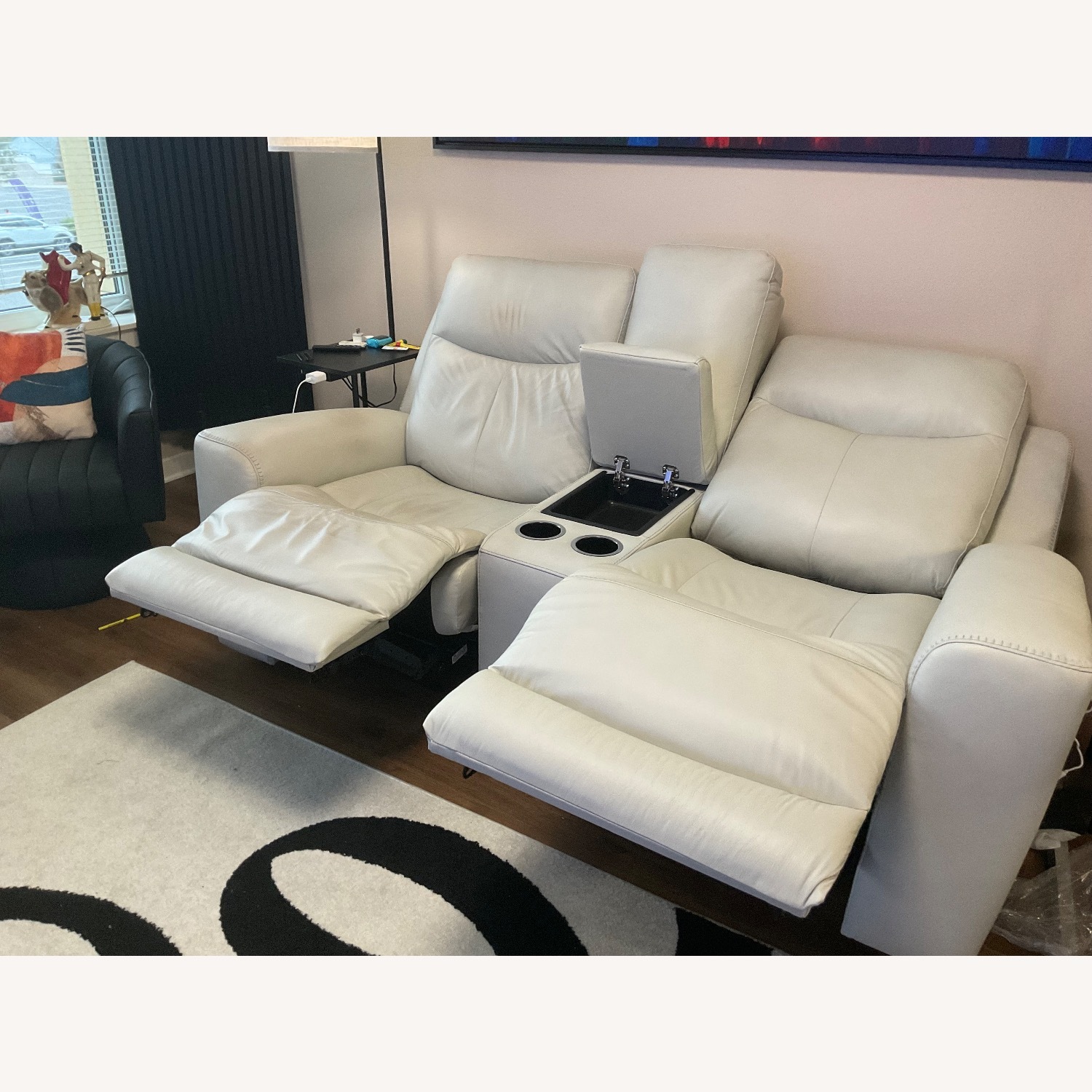 Ashley Mindanao Cream Leather 2 Seater Reclining Sofa - image-4