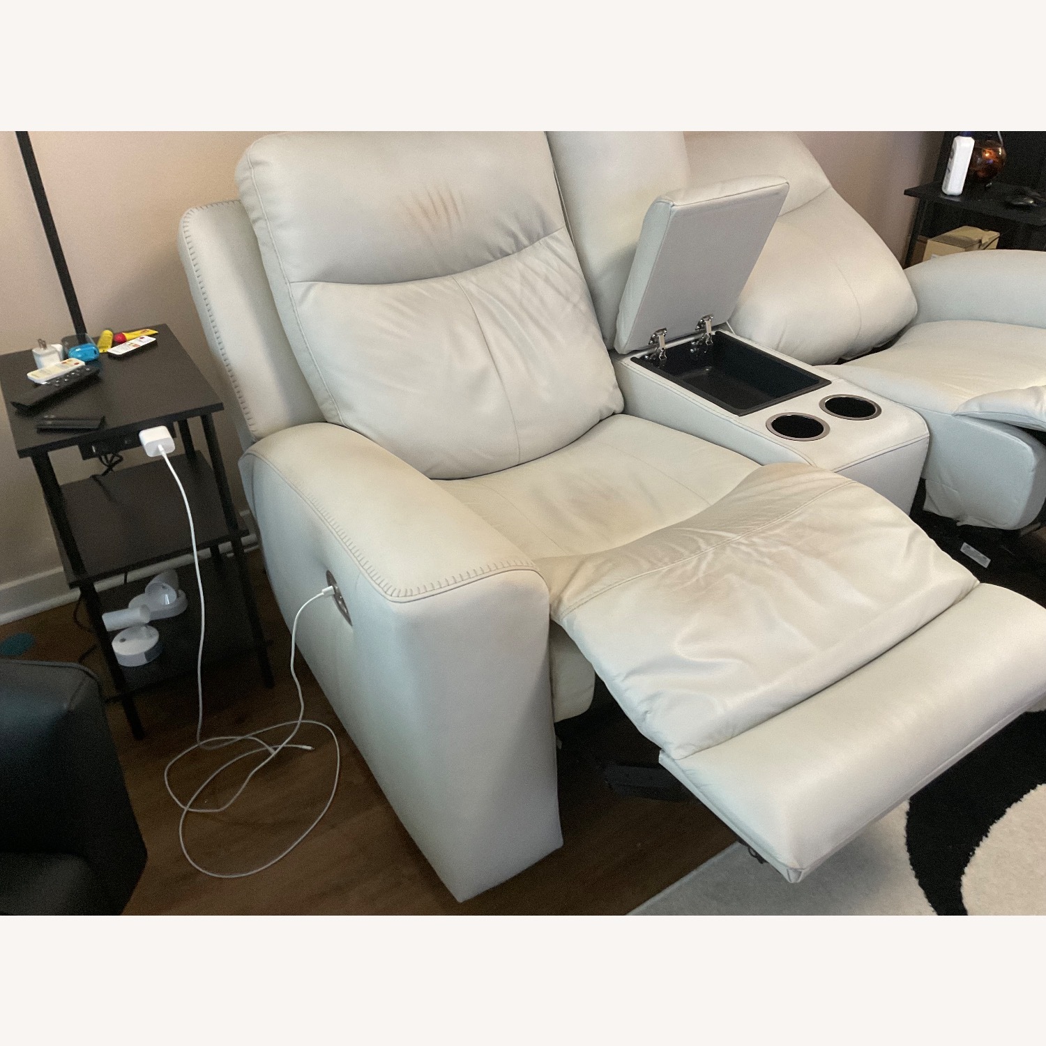 Ashley Mindanao Cream Leather 2 Seater Reclining Sofa - image-3