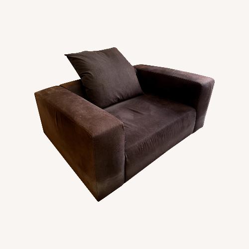 Used Molteni Dark Brown Microsuede Chair and a Half for sale on AptDeco
