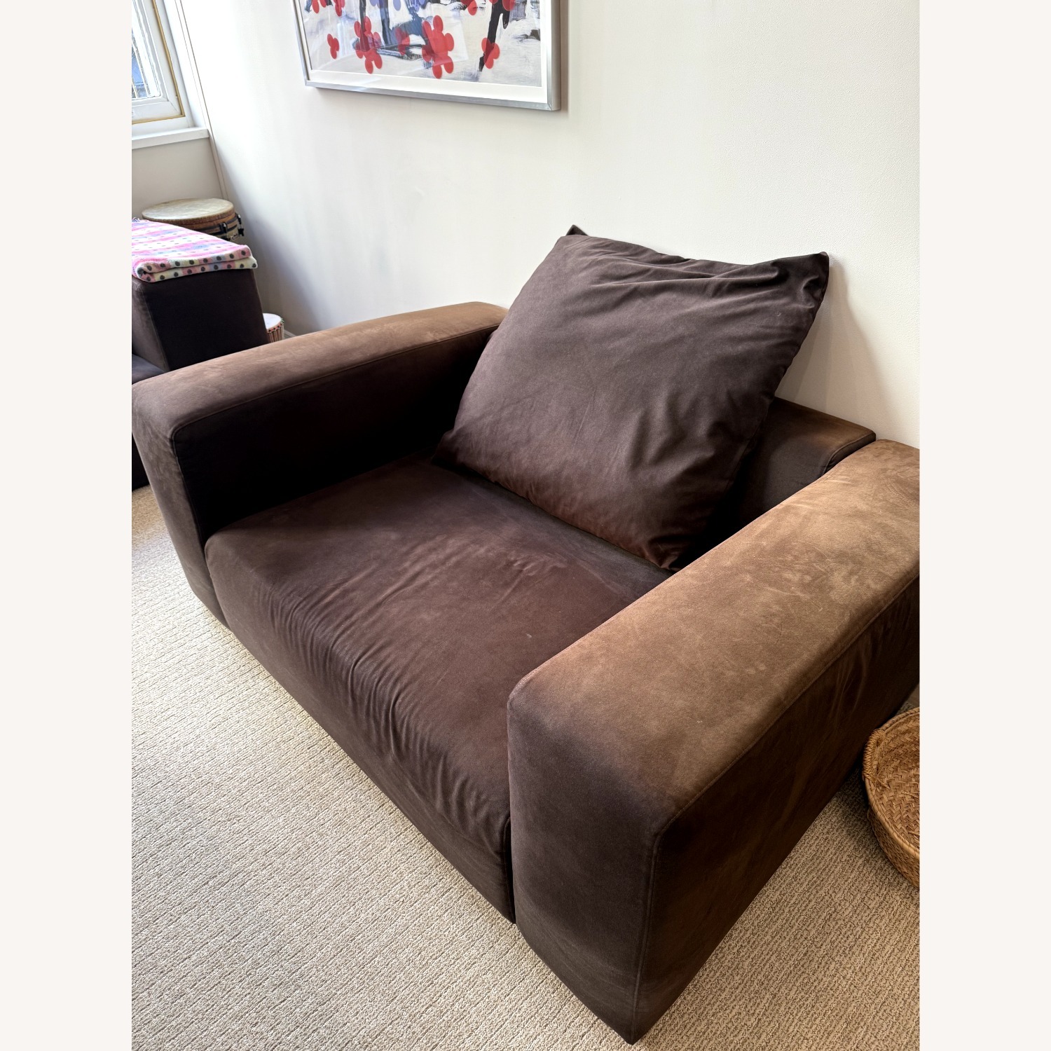 Molteni Dark Brown Microsuede Chair and a Half - image-2