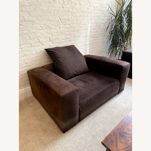 Used Molteni Dark Brown Microsuede Chair and a Half for sale on AptDeco