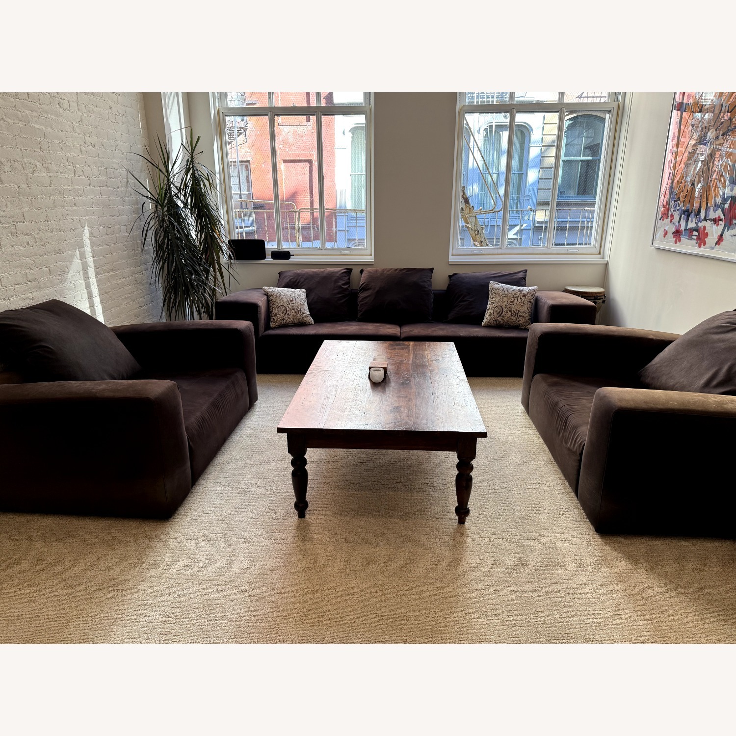 Crate & Barrel Dark Brown Coffee Table - image-2