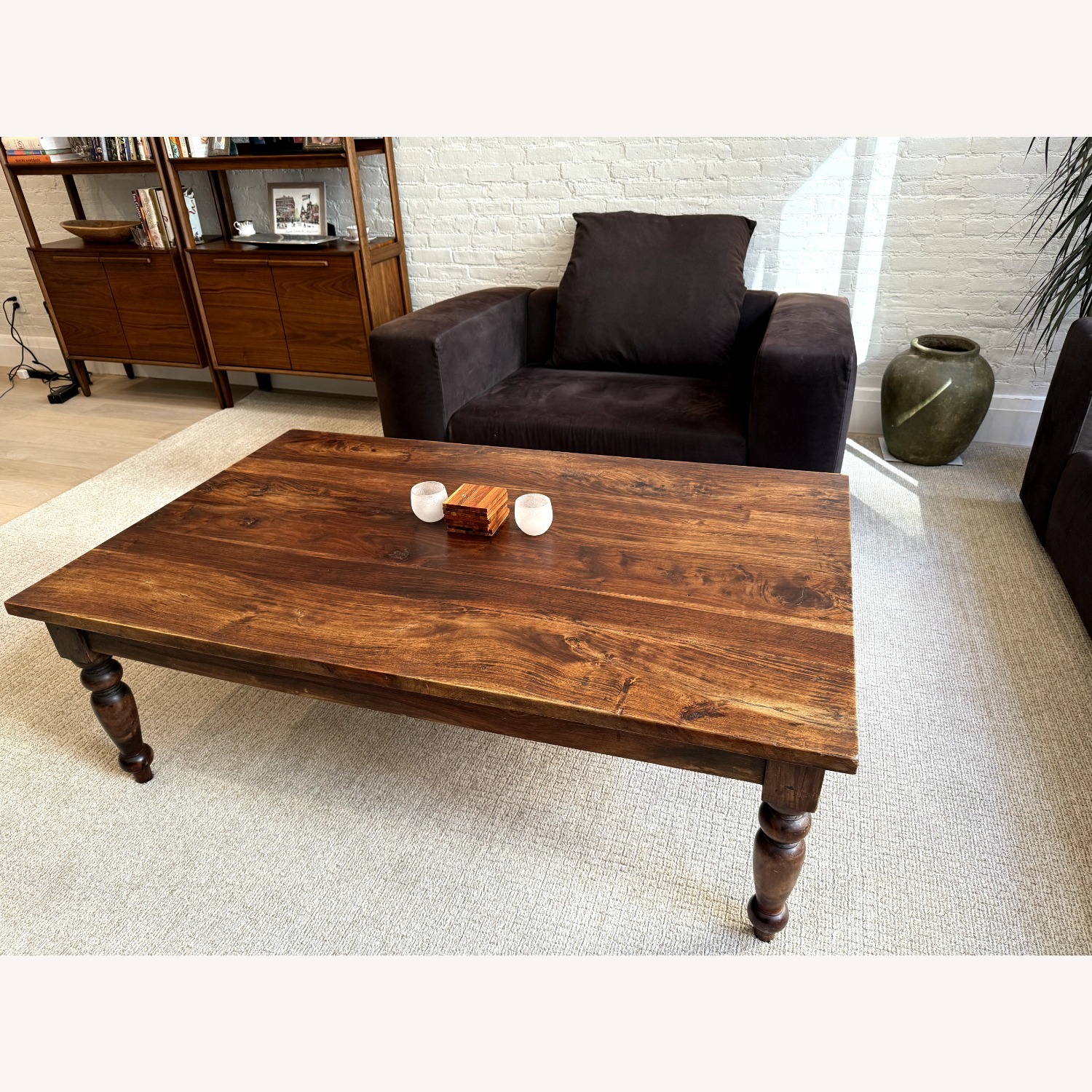 Crate & Barrel Dark Brown Coffee Table - image-1